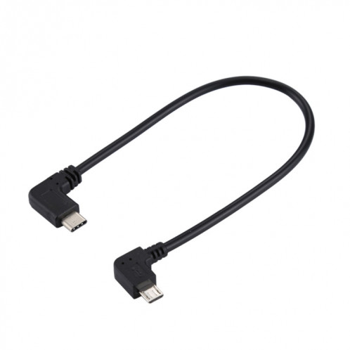 Câble adaptateur coudé mâle USB-C / Type-C vers Micro USB coude mâle, longueur totale: environ 25 cm, Pour Samsung, Huawei, Xiaomi, HTC, Meizu, Sony et autres Smartphones SH2274761-34