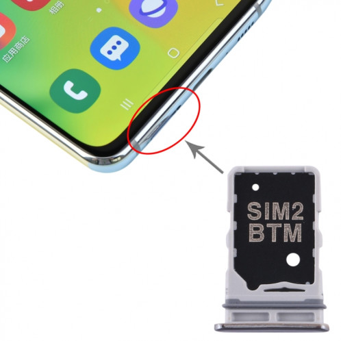Pour Samsung Galaxy A80 Plateau de carte SIM + Plateau de carte SIM (Argent) SH509S120-34