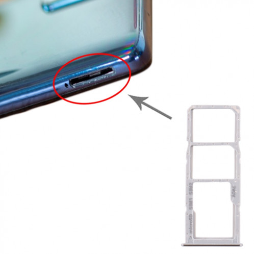 Pour Samsung Galaxy A71 Plateau de carte SIM + Plateau de carte SIM + Plateau de carte Micro SD (Argent) SH512S461-34