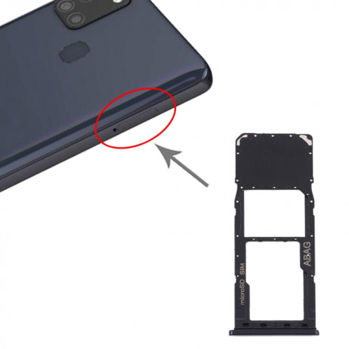 Pour Samsung Galaxy A21s Plateau de carte SIM + Plateau de carte Micro SD (Noir) SH805B671-34