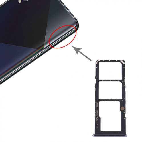 Pour Samsung Galaxy A50s SM-A507 Plateau de carte SIM + Plateau de carte SIM + Plateau de carte Micro SD (Noir) SH997B1707-34