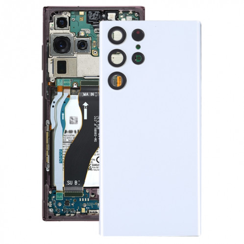 Coque arrière de batterie pour Samsung Galaxy S22 Ultra 5G SM-S908B avec cache d'objectif d'appareil photo (blanc) SH04WL1194-36
