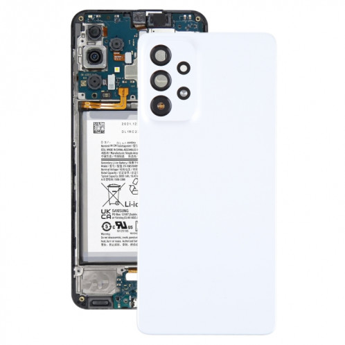 Pour Samsung Galaxy A73 5G SM-A736B Coque arrière de batterie d'origine avec cache d'objectif d'appareil photo (blanc) SH92WL192-36
