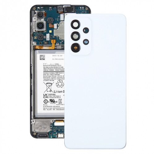 Pour Samsung Galaxy A53 5G SM-A536B Couvercle arrière de batterie d'origine avec couvercle d'objectif d'appareil photo (Blanc) SH93WL1231-36