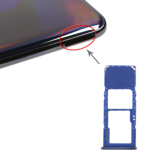 Pour plateau de carte SIM Galaxy A70 + plateau de carte Micro SD (bleu) SH325L1154-35