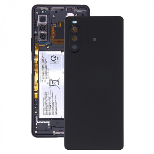 Couvercle arrière de la batterie d'origine avec empreinte digitale pour Sony Xperia 10 II (noir) SH99BL264-36