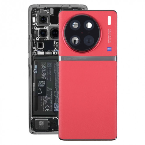 Pour vivo X90 Pro couvercle arrière de batterie d'origine avec couvercle d'objectif d'appareil photo (rouge) SH52RL830-36