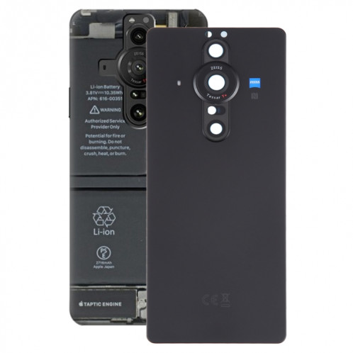 Pour Sony Xperia Pro-I Couvercle arrière de batterie d'origine avec couvercle d'objectif d'appareil photo (noir) SH01BL1299-36