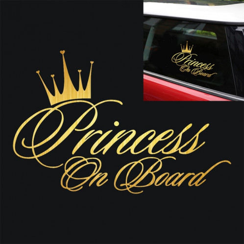 Autocollant réfléchissant de voiture de vinyle de laser de motif de bébé de princesse Princesse, taille: 16.5x10.9cm (Or) SH201A1325-35