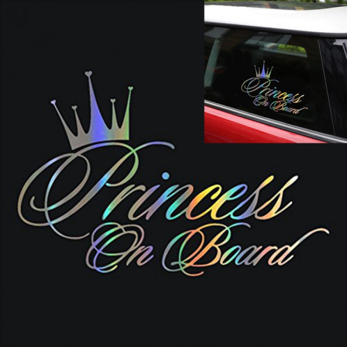 Autocollant réfléchissant de voiture de vinyle de laser de motif de bébé de princesse Princesse, taille: 16.5x10.9cm (Laser) SH201C1403-35