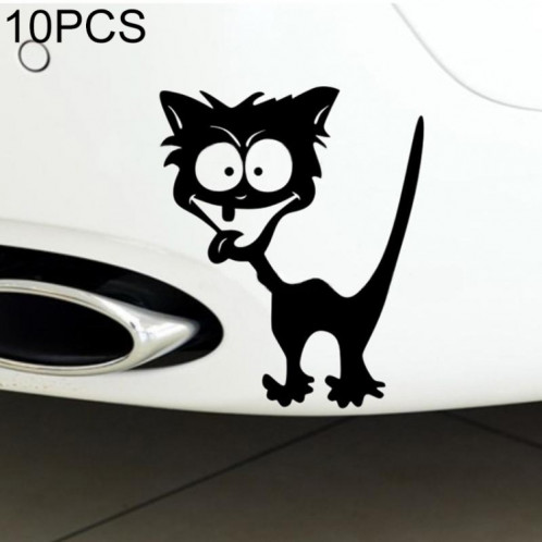 Autocollant de style de voiture de modèle de 10 PCS Cat réfléchissant vinyle autocollant drôle de voiture drôle, taille: 13 × 11 cm (Noir) SH201A992-33