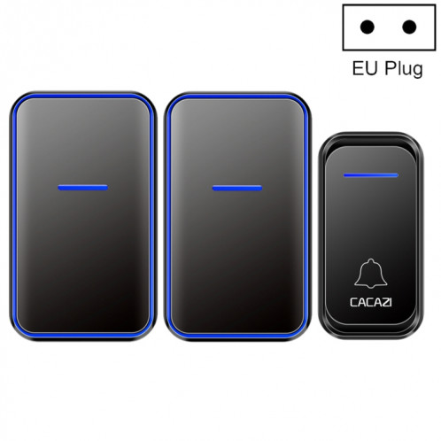 CACAZI A68-2 Un à deux télécommande sans fil Sonnette électronique Soignée électronique Smart Digital Soorbell, Style: Plug UE (Noir) SC402A163-37