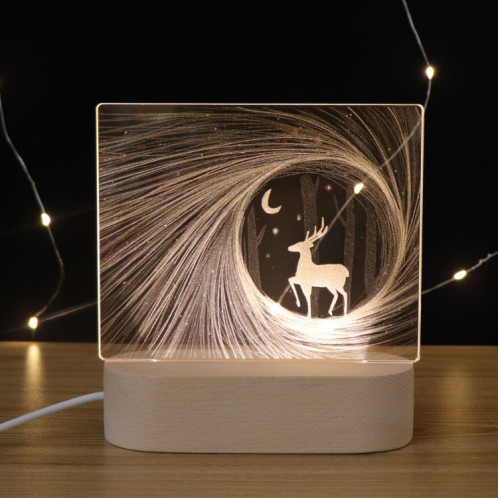 Atmosphère 3D Décorative Lumière Acrylique Intérieur Sculpté LED Veilleuse Lampe De Table Fille Créative (Cerf) SH401C1540-35