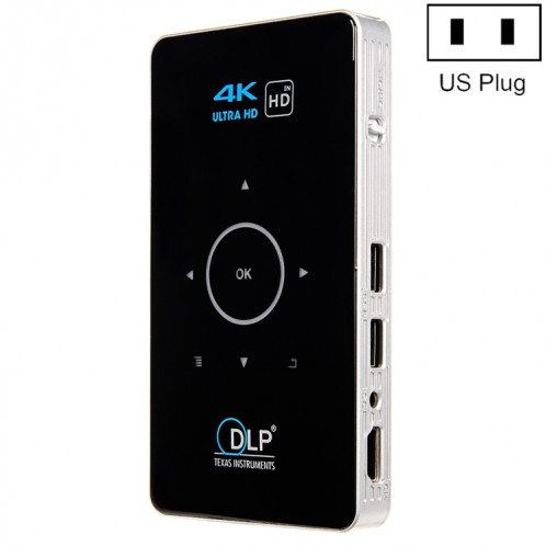 Système Android C6 1G + 8G Système Intelligent DLP HD Mini Projecteur Portable Home Home PROJECTEUR DE TÉLÉPHONE MOBILE, PLUG US (Noir) SH79011982-37
