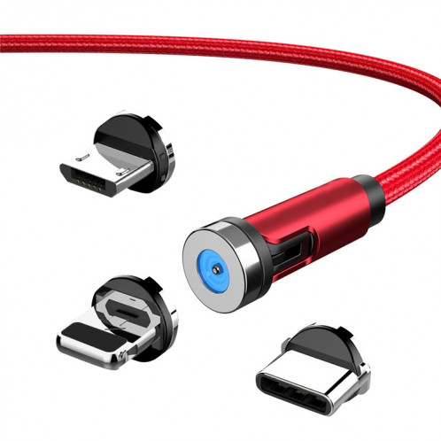 Fil magnétique rotatif pour prise anti-poussière CC56, longueur du câble : 1 m, style : ligne + trois têtes (rouge). SH104B165-36