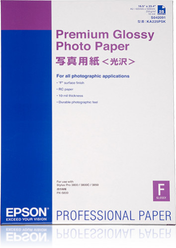 Epson Premium Glossy Photo Paper A2, 25 feuilles, 255g S 042091 275037-33