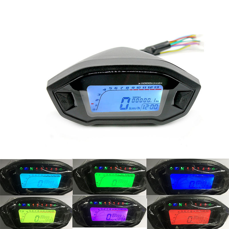 Compteur kilométrique de moto rétro-éclairage de compteur de vitesse  numérique LCD de moto 12V numérique 13000rpm