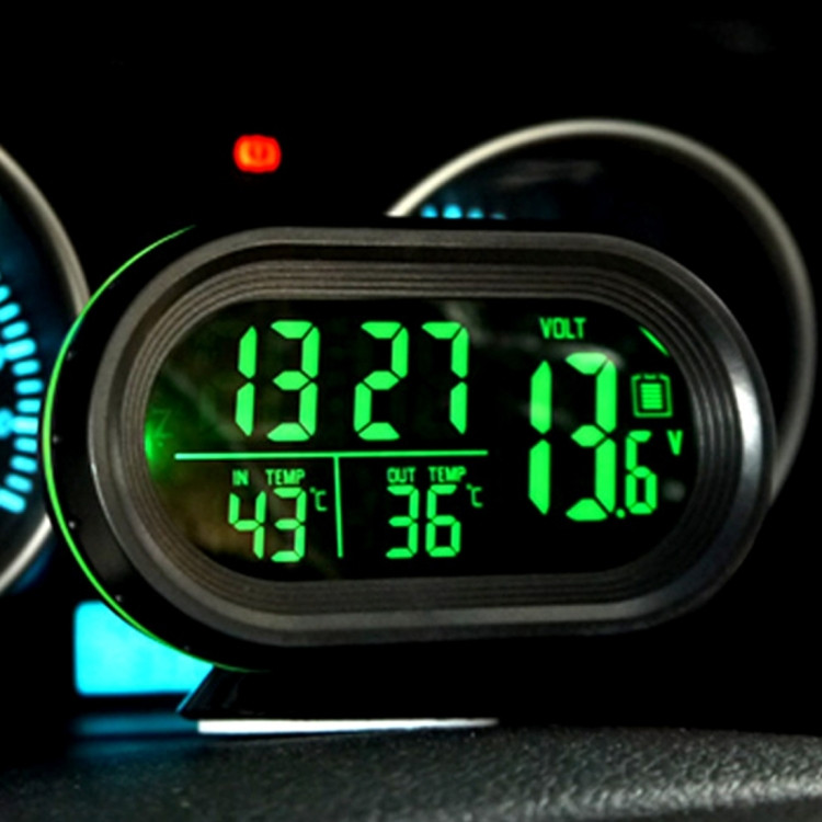 2 en1 Voiture Numérique LCD Température Thermomètre Horloge Auto
