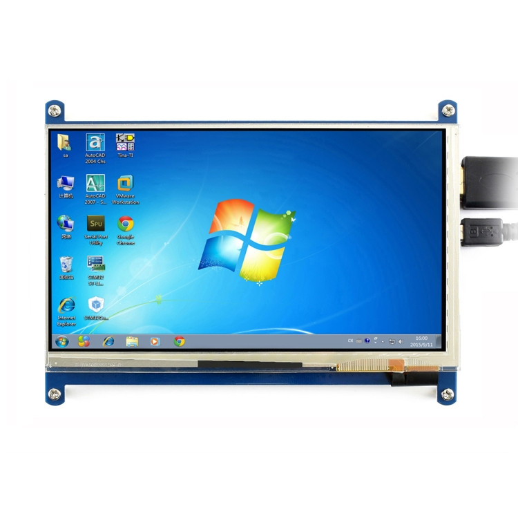 écran LCD HDMI 7 pouces (C) 1024x600 tactile pour Raspberry Pi avec étui  bicolore