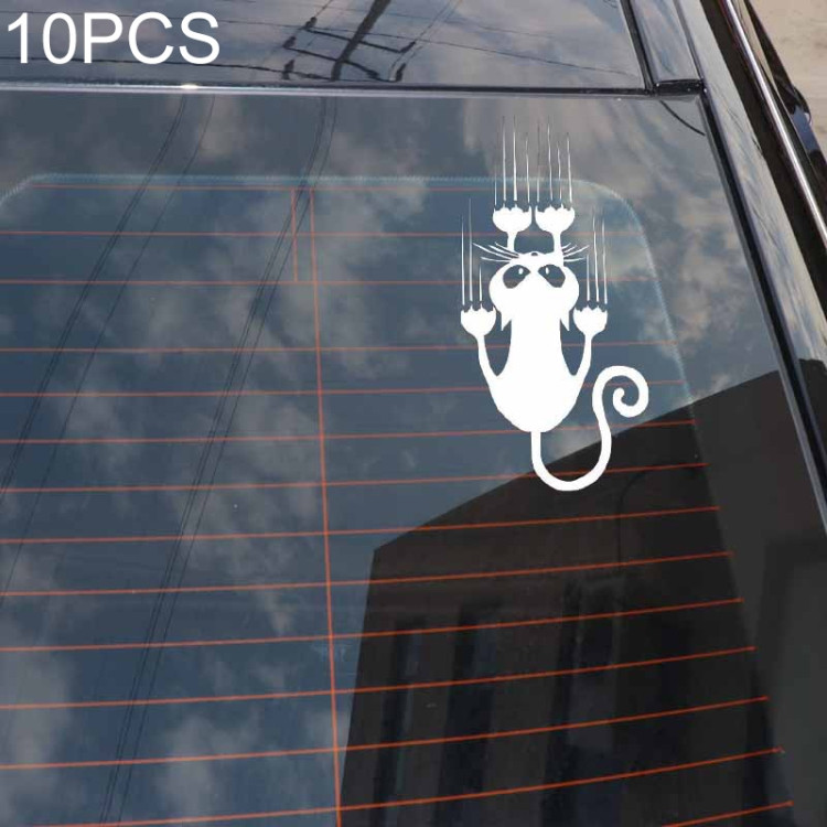 10 PCS YOJA Motif De Chat Imperméable Autocollant De Voiture Drôle Animal  Decal De Vinyle Autocollant De Voiture Fenêtre Autocollants pour voiture,  Taille: 7.5x15cm (Noir)