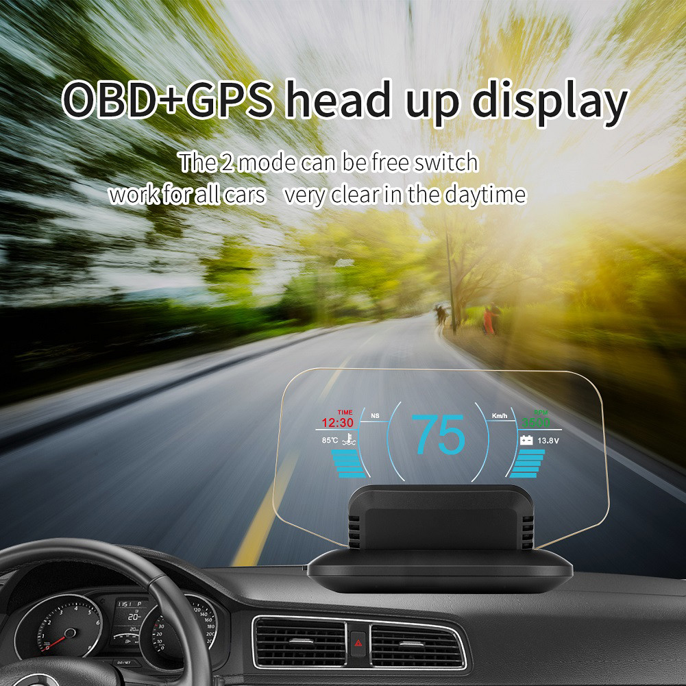Affichage tête haute Hud de voiture, double Obd2 GPS Affichage