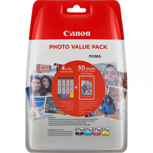 Canon CLI-571XL Photo Value Pack C/M/Y/BK PP-201 10x15cm 50f 233851-20