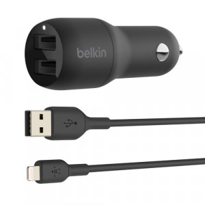 Belkin USB-A charg.voiture 24W 1m Lightning-cable CCD001bt1MBK 529153-20