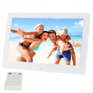 Cadre photo numérique grand écran 10,1 pouces HD avec support et télécommande, Allwinner E200, Réveil / MP3 / MP4 / Lecteur de film (blanc) SC560W4-20