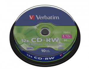 1x10 Verbatim CD-RW 80 / 700MB 10x Speed, Spindel 643781-20