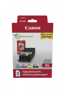 Canon CLI-551XL BK/C/M/Y Photo Value Pack 829712-20