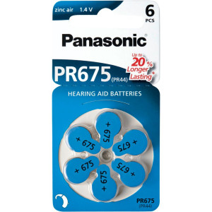 Panasonic PR 675 Zinc air pour app. auditif Lot de 6 109062-20