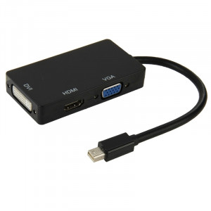 Mini DisplayPort Male to HDMI + VGA + DVI Adaptateur femelle Câble convertisseur pour Mac Book Pro Air, Longueur de câble: 17cm (Noir) SM620B-20