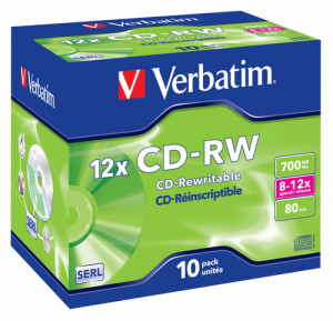 1x10 Verbatim CD-RW 80 / 700MB 8x 12x Speed, boîtier 714019-20