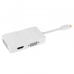 3 en 1 Mini DisplayPort mâle vers HDMI + VGA + DVI convertisseur femelle pour Mac Book Pro Air, longueur de câble: 8cm (blanc) S3570W-20