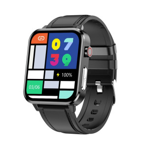 E86 1,7 pouce TFT Color Screen Smart Watch Smart Smart, Support Surveillance de l'oxygène sanguin / Surveillance de la température corporelle / Diagnostic médical Ai, Style: Bracelet en cuir (Noir) SH401A1085-20
