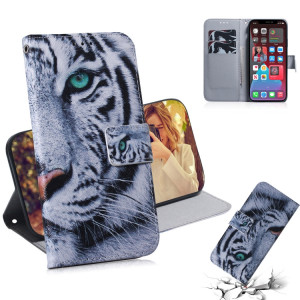 Dessin coloré Horizontal Flip Cuir Case, avec porte-cartes et portefeuille pour iPhone 13 Pro (Tiger) SH703C147-20