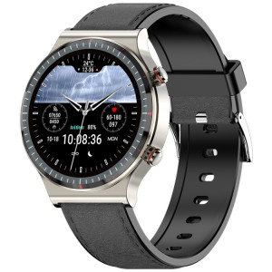 G08 1,3 pouce Tft Screen Smart Watch, support Mesure ECG de qualité médicale / Rappel menstruel des femmes, style: sangle en cuir noir (argent) SH203A1112-20