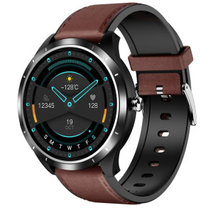 X3 1,3 pouce TFT Color Screen Sticker Smart Watch, support ECG / Cadre Carement, Style: Brun en cuir Watch Band (noir) SH104A59-20