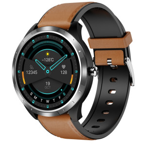 X3 1,3 pouce TFT Color Screen Sticker Smart Watch, support ECG / Cadre Carente Spare, Style: Café en cuir Watch Band (Silver) SH106B34-20