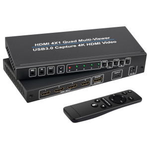 Répartiteur d'écran NK-941S 4K HDMI 4x1 + capture vidéo USB3.0 tout-en-un (noir) SH501A332-20