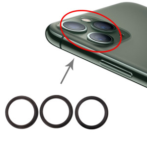 Anneau de cerceau de protection en métal pour lentille en verre de caméra arrière 3 PCS pour iPhone 11 Pro et 11 Pro Max (gris) SH016H576-20