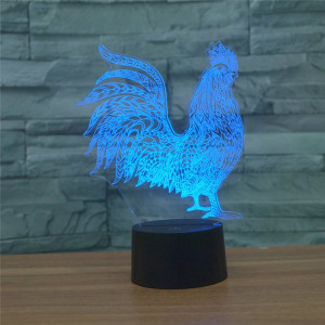 Lampe de table lumineuse colorée de vision LED de la forme 3D de coq, version à télécommande de 16 couleurs SH073061-20