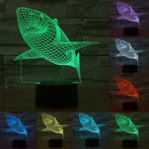 Shark Style 7 Couleur Décoloration Creative Visual Stéréo Lampe 3D Touch Switch Control LED Light Lampe de bureau Night Light SS28842-20