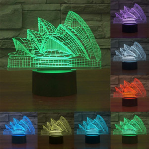 Sydney Opera House Style 7 Décoloration des couleurs Lampe stéréo visuelle créative Contrôle tactile 3D Commande LED Lumière Lampe de bureau Lampe de nuit SS28863-20