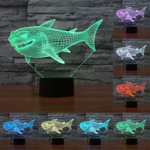 Side Face Shark Style 7 Décoloration de couleur Lampe stéréo visuelle créative Commutateur tactile 3D Commande LED Light Lampe de bureau Night Light SS28927-20