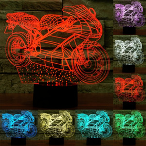 Forme de moto 7 couleurs de décoloration Lampe de stéréo visuelle créative Commande de commutation tactile 3D Lumière de lumière LED Lampe de bureau Lampe de nuit SF29304-20