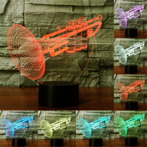 Forme de la trompette 7 Décoloration de la couleur Lampe stéréo visuelle créative Commande tactile 3D Commande LED Lumière Lampe de bureau Lampe de nuit SF29321-20
