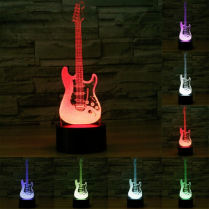 Forme de guitare électrique 7 couleurs de décoloration Lampe de stéréo visuelle créative Commande de commutation tactile 3D Lumière de lumière LED Lampe de bureau Lampe de nuit SF29330-20