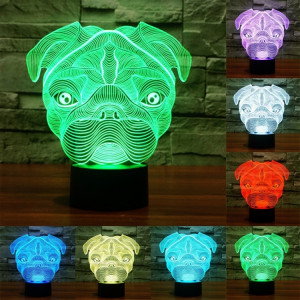 Forme du chien 7 couleurs de décoloration Lampe stéréo visuelle créative Commutateur tactile 3D Commande LED Lumière Lampe de bureau Lampe de nuit SF33302-20
