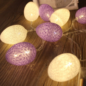 Alimentation par batterie 3.2m 20 LED fil de coton couleur oeuf lampe chaîne fête de vacances de Pâques lumière décorative domestique (violet) SH884P1574-20